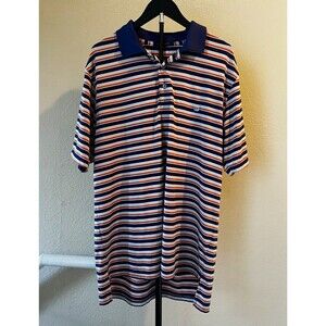 Southern Marsh Polo Mens XL Navy Orange White Striped Performance Golf Shirt